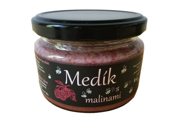 Medík s malinami 250g